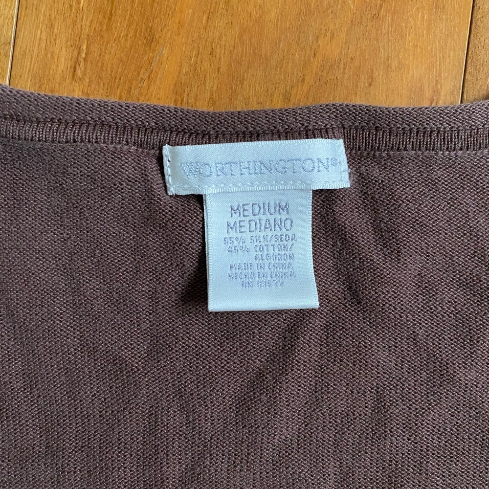 Worthington Brown Tie Front Cardigan Sweater